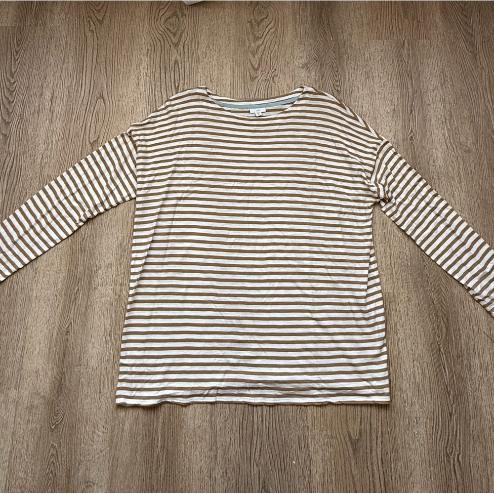 J.Jill Striped Cotton 3/4 Length Sleeve Top- Casual Spring